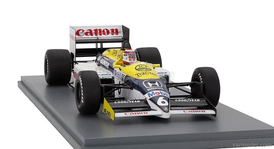 Williams F1 FW11 Honda Team Williams N°6 Víťaz Brazilian GP 1986 Nelson Piquet 1:18 Spark Model modrá žltá biela
