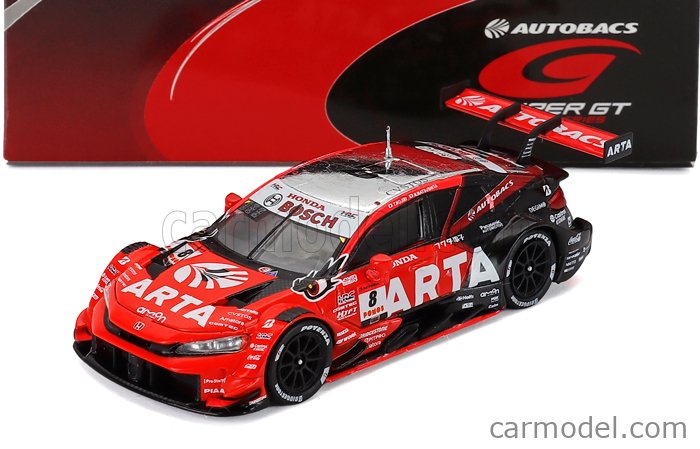 Honda Civic Type R-GT Team Arta Mugen N°8 GT500 Class Super GT 2025 Tomoki Nojiri - Nobuharu Matsushita 1:64 Spark Model oranžová čierna