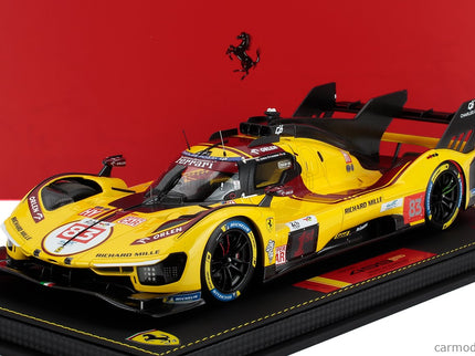 Ferrari 499P 3.0L Turbo V6 Team AF Corse N°83 Víťaz 24h Le Mans 2025 Robert Kubica - Phil Hanson - Yifei YE 1:18 BBR Models žltá červená čierna