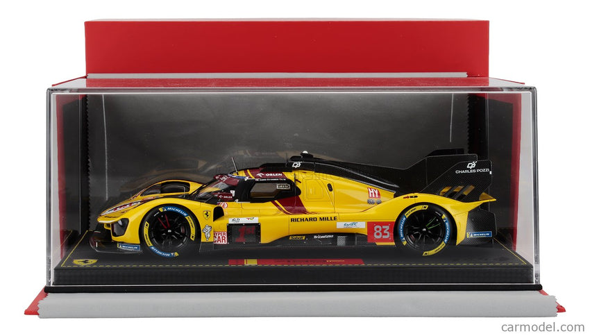 Ferrari 499P 3.0L Turbo V6 Team AF Corse N°83 Víťaz 24h Le Mans 2025 Robert Kubica - Phil Hanson - Yifei YE 1:18 BBR Models žltá červená čierna