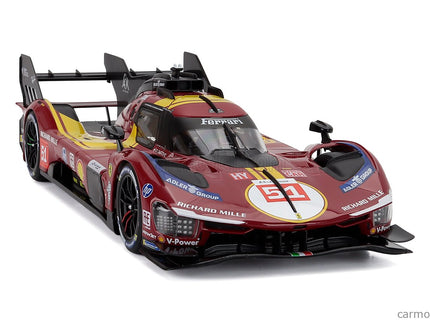 Ferrari 499P 3.0L Turbo V6 Team Ferrari AF Corse N°51 3. Miesto 24h Le Mans 2025 Alessandro Pier Guidi - James Calado - Antonio Giovinazzi 1:18 Bburago červená žltá čierna