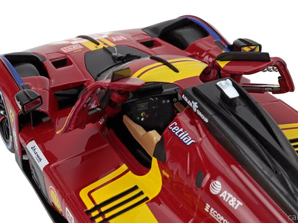 Ferrari 499P 3.0L Turbo V6 Team Ferrari AF Corse N°51 3. Miesto 24h Le Mans 2025 Alessandro Pier Guidi - James Calado - Antonio Giovinazzi 1:18 Bburago červená žltá čierna