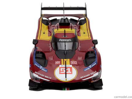 Ferrari 499P 3.0L Turbo V6 Team Ferrari AF Corse N°51 3. Miesto 24h Le Mans 2025 Alessandro Pier Guidi - James Calado - Antonio Giovinazzi 1:18 Bburago červená žltá čierna