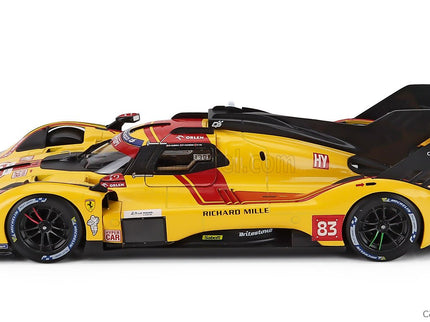 Ferrari 499P 3.0L Turbo V6 Team AF Corse N°83 Víťaz 24h Le Mans 2025 Robert Kubica - Phil Hanson - Yifei YE 1:18 Bburago žltá červená