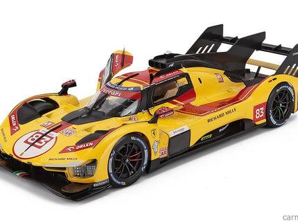 Ferrari 499P 3.0L Turbo V6 Team AF Corse N°83 Víťaz 24h Le Mans 2025 Robert Kubica - Phil Hanson - Yifei YE 1:18 Bburago žltá červená