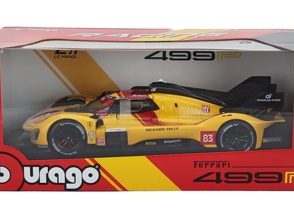 Ferrari 499P 3.0L Turbo V6 Team AF Corse N°83 Víťaz 24h Le Mans 2025 Robert Kubica - Phil Hanson - Yifei YE 1:18 Bburago žltá červená