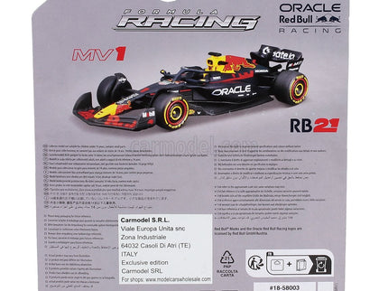 Red Bull F1 RB21 Team Oracle Red Bull Racing N°1 Sezóna 2025 Max Verstappen 1:64 Bburago modrá žltá červená