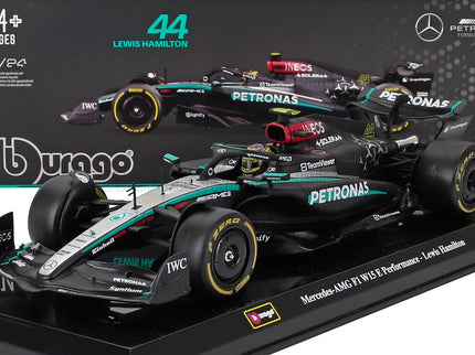 MERCEDES GP | F1  W15 EQ PERFORMANCE TEAM AMG PETRONAS MOTORSPORT N 44 SEASON 2024 LEWIS HAMILTON - WITH PILOT AND SHOWCASE | BLACK SILVER GREEN