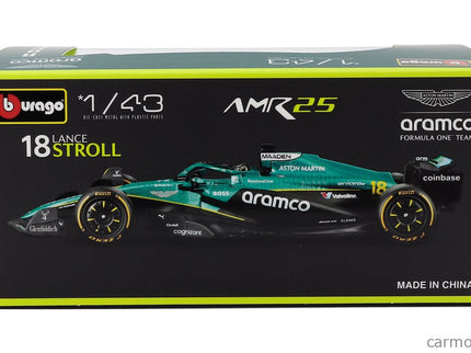 ASTON MARTIN F1 AMR25 Team Aramco Cognizant N°18 Sezóna 2025 Lance Stroll 1:43 Bburago zelená čierna