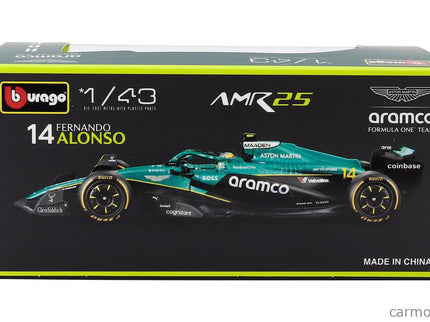 ASTON MARTIN F1 AMR25 Team Aramco Cognizant N°14 Sezóna 2025 Fernando Alonso 1:43 Bburago zelená čierna