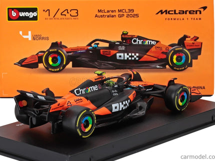 Mclaren F1 MCL39 Team Mclaren N°4 Majster Sveta Sezóna 2025 Lando Norris 1:43 Bburago oranžová čierna