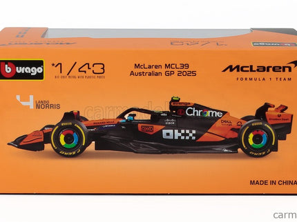 Mclaren F1 MCL39 Team Mclaren N°4 Majster Sveta Sezóna 2025 Lando Norris 1:43 Bburago oranžová čierna