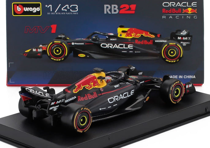 RED BULL | F1  RB21 TEAM ORACLE RED BULL RACING N 1 SEASON 2025 MAX VERSTAPPEN - WITH PILOT AND SHOWCASE | BLUE YELLOW RED