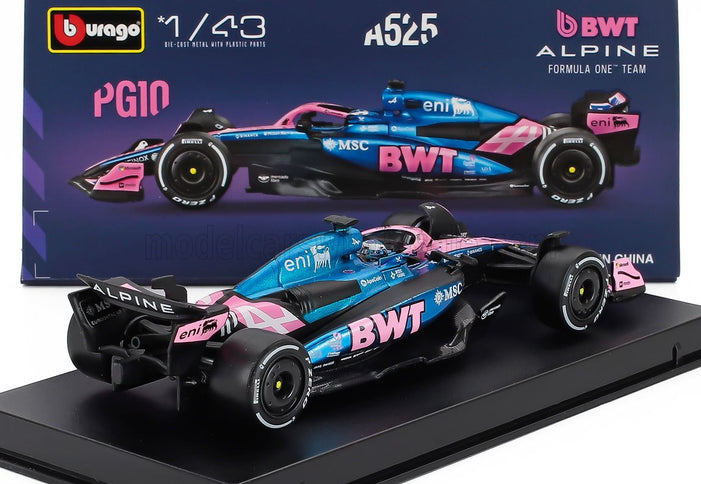 ALPINE | F1  A525 TEAM BWT ALPINE N 10 SEASON 2025 PIERRE GASLY - WITH PILOT AND SHOWCASE | BLACK BLUE PINK