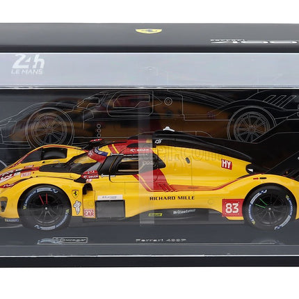 Ferrari 499P 3.0L Turbo V6 Team AF Corse N°83 Víťaz 24h Le Mans 2025 Robert Kubica - Phil Hanson - Yifei YE 1:18 Bburago žltá červená