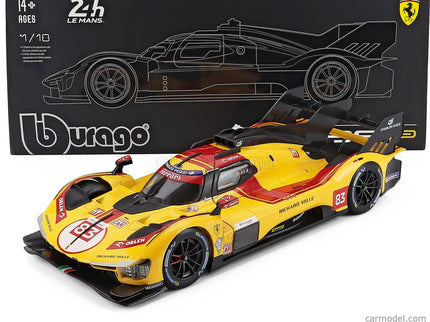 Ferrari 499P 3.0L Turbo V6 Team AF Corse N°83 Víťaz 24h Le Mans 2025 Robert Kubica - Phil Hanson - Yifei YE 1:18 Bburago žltá červená
