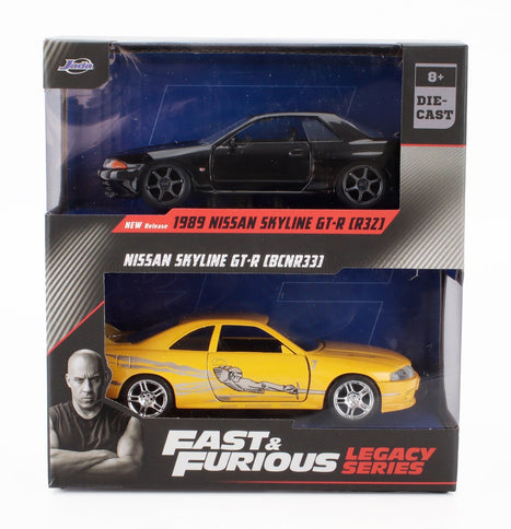 NISSAN | SET 2X SKYLINE GT-R (R32) COUPE + SUBARU LEGACY - FAST & FURIOUS | BLACK YELLOW