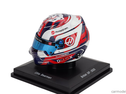 Bell Helmet Helma F1 Oliver Bearman Team Moneygram Haas N°87 British GP 2025 1:5 Spark Model biela čierna červená