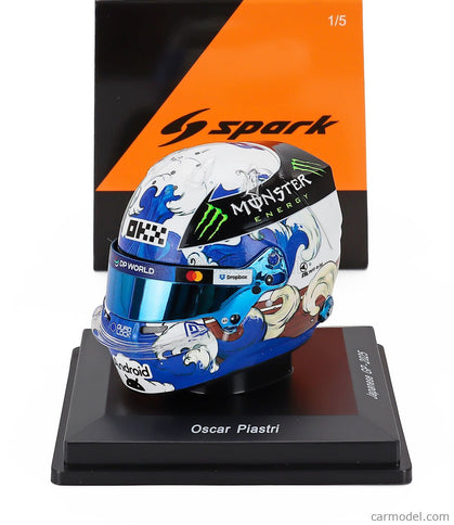 Bell Helmet Helma F1 Oscar Piastri Team Mclaren N°81 3. Miesto Japan GP 2025 1:5 Spark Model modrá biela