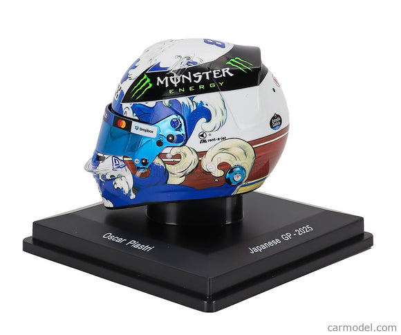 Bell Helmet Helma F1 Oscar Piastri Team Mclaren N°81 3. Miesto Japan GP 2025 1:5 Spark Model modrá biela