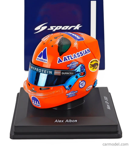 Bell Helmet Helma F1 Alex Albon Team Atlassian Williams Racing N°23 Miami GP 2025 1:5 Spark Model oranžová