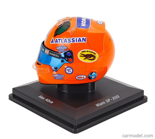 Bell Helmet Helma F1 Alex Albon Team Atlassian Williams Racing N°23 Miami GP 2025 1:5 Spark Model oranžová