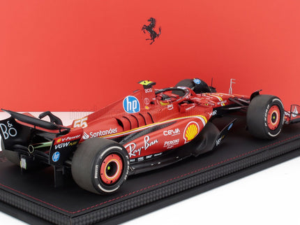 FERRARI | F1  SF-24 TEAM SCUDERIA FERRARI N 55 3rd MONACO GP 2024 CARLOS SAINZ - CON VETRINA - WITH SHOWCASE | RED BLACK