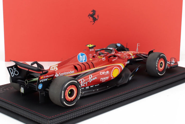 FERRARI | F1  SF-24 TEAM SCUDERIA FERRARI N 55 3rd MONACO GP 2024 CARLOS SAINZ - CON VETRINA - WITH SHOWCASE | RED BLACK