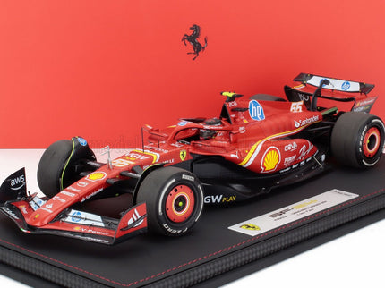 FERRARI | F1  SF-24 TEAM SCUDERIA FERRARI N 55 3rd MONACO GP 2024 CARLOS SAINZ - CON VETRINA - WITH SHOWCASE | RED BLACK