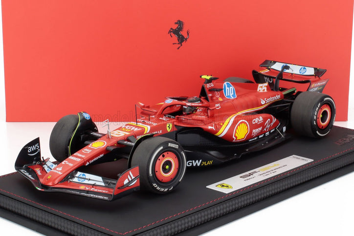 FERRARI | F1  SF-24 TEAM SCUDERIA FERRARI N 55 3rd MONACO GP 2024 CARLOS SAINZ - CON VETRINA - WITH SHOWCASE | RED BLACK