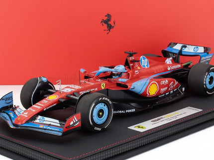 FERRARI | F1  SF-24 TEAM SCUDERIA FERRARI N 16 3rd MIAMI GP 2024 CHARLES LECLERC - CON VETRINA - WITH SHOWCASE | RED LIGHT BLUE