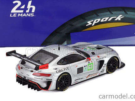 Mercedes Benz AMG GT3 EVO 6.2L V8 Team Iron Lynx N°63 24h Le Mans 2025 Brenton Grove - Stephen Grove - Luca Stolz 1:64 Spark Model strieborná