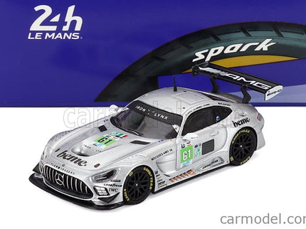 Mercedes Benz AMG GT3 EVO 6.2L V8 Team Iron Lynx N°61 24h Le Mans 2025 Martin Berry - Lin Hodenius - Maxime Martin 1:64 Spark Model strieborná