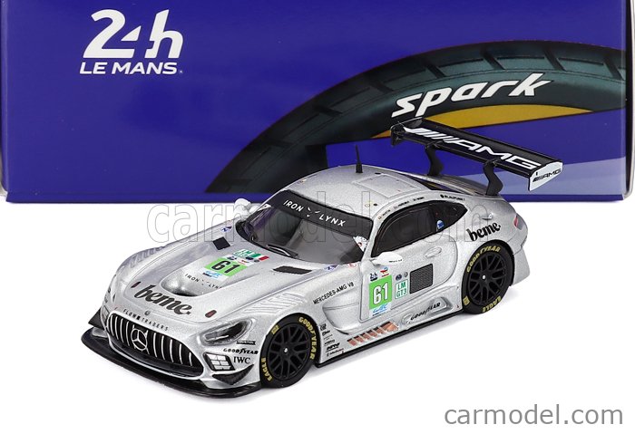 Mercedes Benz AMG GT3 EVO 6.2L V8 Team Iron Lynx N°61 24h Le Mans 2025 Martin Berry - Lin Hodenius - Maxime Martin 1:64 Spark Model strieborná