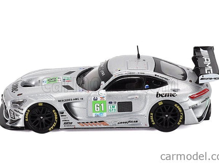 Mercedes Benz AMG GT3 EVO 6.2L V8 Team Iron Lynx N°61 24h Le Mans 2025 Martin Berry - Lin Hodenius - Maxime Martin 1:64 Spark Model strieborná