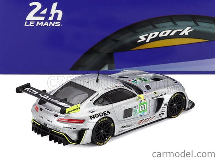 Mercedes Benz AMG GT3 EVO 6.2L V8 Team Iron Lynx N°60 24h Le Mans 2025 Andrew Gilbert - Lorcan Hanafin - Fran Rueda 1:64 Spark Model strieborná