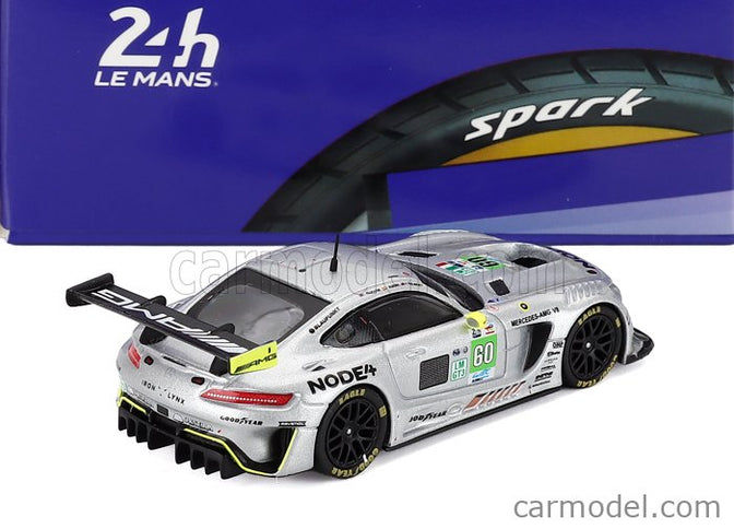 Mercedes Benz AMG GT3 EVO 6.2L V8 Team Iron Lynx N°60 24h Le Mans 2025 Andrew Gilbert - Lorcan Hanafin - Fran Rueda 1:64 Spark Model strieborná