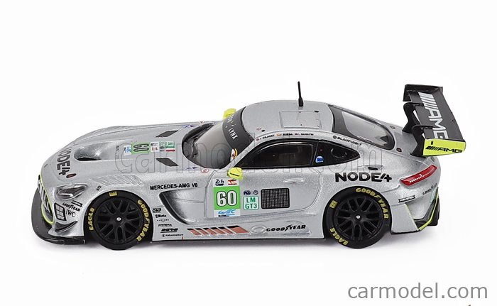 Mercedes Benz AMG GT3 EVO 6.2L V8 Team Iron Lynx N°60 24h Le Mans 2025 Andrew Gilbert - Lorcan Hanafin - Fran Rueda 1:64 Spark Model strieborná