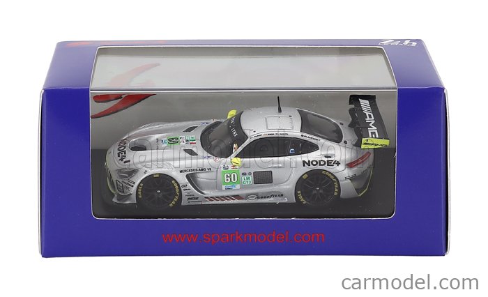 Mercedes Benz AMG GT3 EVO 6.2L V8 Team Iron Lynx N°60 24h Le Mans 2025 Andrew Gilbert - Lorcan Hanafin - Fran Rueda 1:64 Spark Model strieborná