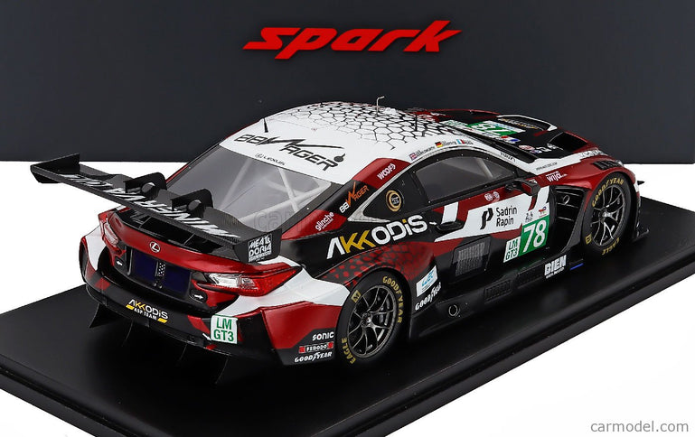 Lexus RC F GT3 5.0L V8 Team Akkodis Asp N°78 24h Le Mans 2025 Finn Gehrsitz - Jack Hawksworth - Arnold Robin 1:18 Spark Model červená biela čierna