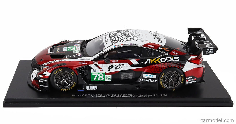 Lexus RC F GT3 5.0L V8 Team Akkodis Asp N°78 24h Le Mans 2025 Finn Gehrsitz - Jack Hawksworth - Arnold Robin 1:18 Spark Model červená biela čierna