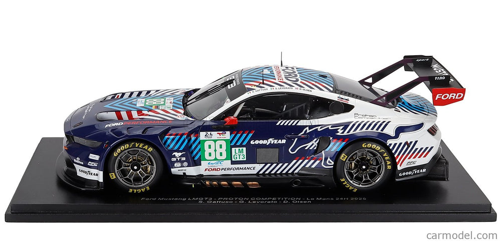 Ford Mustang GT3 5.4L V8 Team Proton Competition N°88 24h Le Mans 2025 Stefano Gattuso - Giammarco Levorato - Dennis Olsen 1:18 Spark Model čierna biela