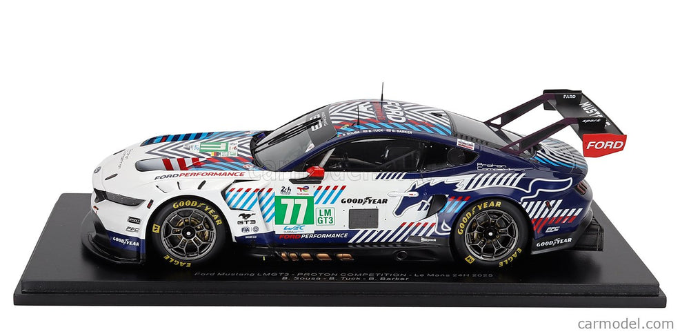 Ford Mustang GT3 5.4L V8 Team Proton Competition N°77 24h Le Mans 2025 Ben Barker - Bernardo Sousa - Ben Tuck 1:18 Spark Model biela čierna