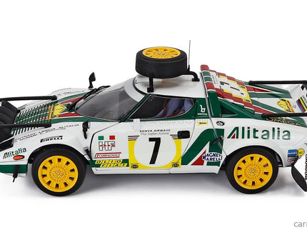 Lancia Stratos HF Alitalia (night Version) N°7 3. Miesto Rally Safari 1977 Sandro Munari - Piero Sodano 1:18 Kyosho biela zelená červená
