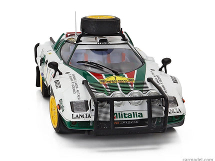 Lancia Stratos HF Alitalia (night Version) N°7 3. Miesto Rally Safari 1977 Sandro Munari - Piero Sodano 1:18 Kyosho biela zelená červená