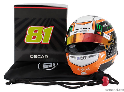 Bell Helmet Helma F1 Oscar Piastri Team Mclaren N°81 3. Miesto Monaco GP 2025 1:2 Mini Helmet oranžová biela čierna