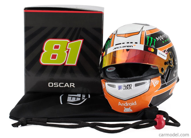 Bell Helmet Helma F1 Oscar Piastri Team Mclaren N°81 3. Miesto Monaco GP 2025 1:2 Mini Helmet oranžová biela čierna