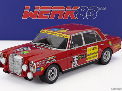 Mercedes Benz 300 Sel 6.8 AMG N°56 200 Miles Nuremberg 1972 Hans Heyer 1:18 Werk83 červená