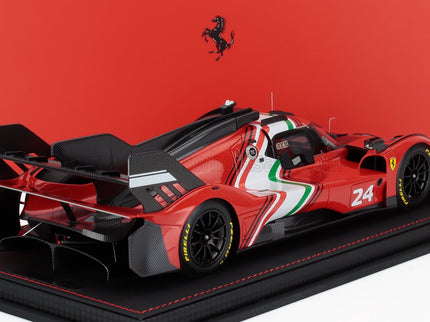 FERRARI | 499P 3.0L TURBO V6 N 24 MODIFICATA LAUNCH VERSION 2023 - CON VETRINA - WITH SHOWCASE | RED WHITE BLACK