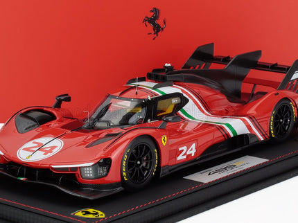 FERRARI | 499P 3.0L TURBO V6 N 24 MODIFICATA LAUNCH VERSION 2023 - CON VETRINA - WITH SHOWCASE | RED WHITE BLACK